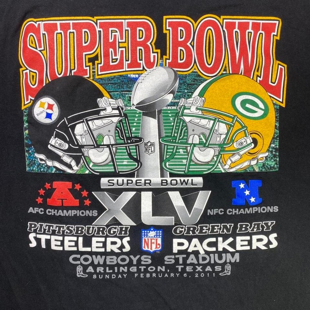 2011 Super Bowl Pittsburgh Steelers vs Green Bay Packers football shirt